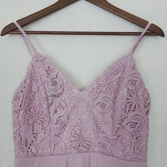 Lulus Mini Dress Pink Sz M Lace Sleeveless Straps Chiffon‎ Prom Special Occasion - Picture 8 of 16